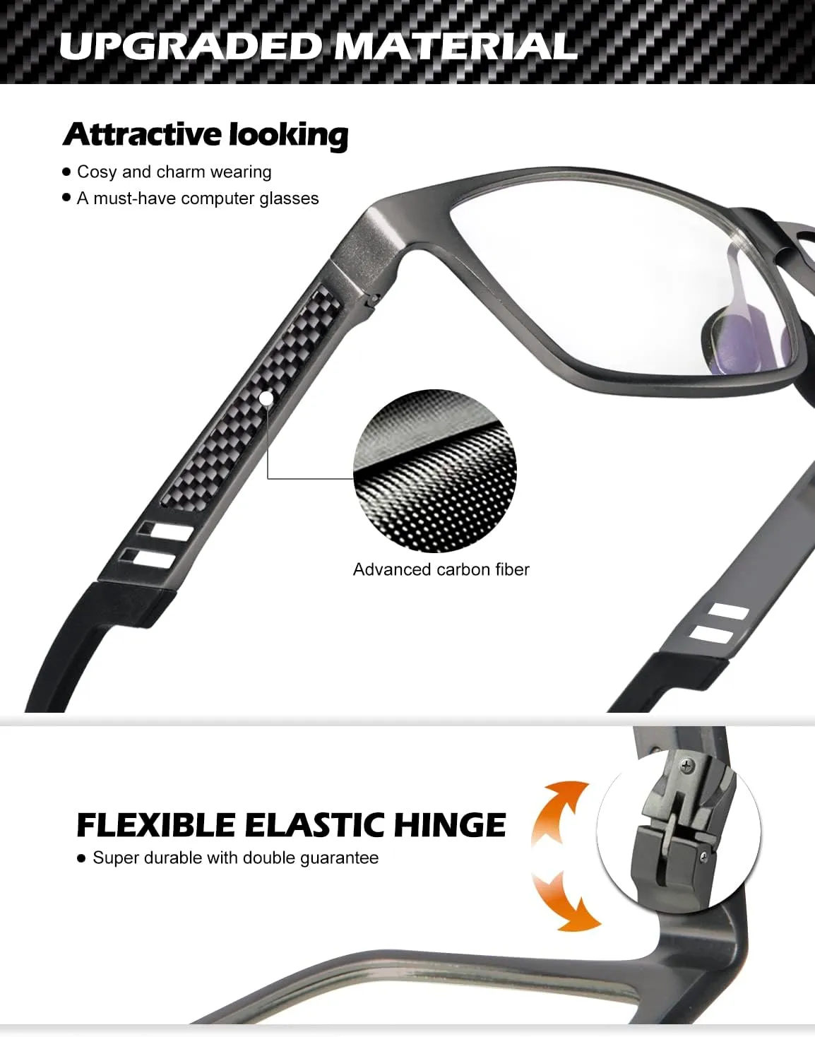 ANYLUV Reading Glasses Men Women Blue Light Blocking, Premium Mens Reading Glasses Al-mg Frame with Spring Hinge Anti Glare