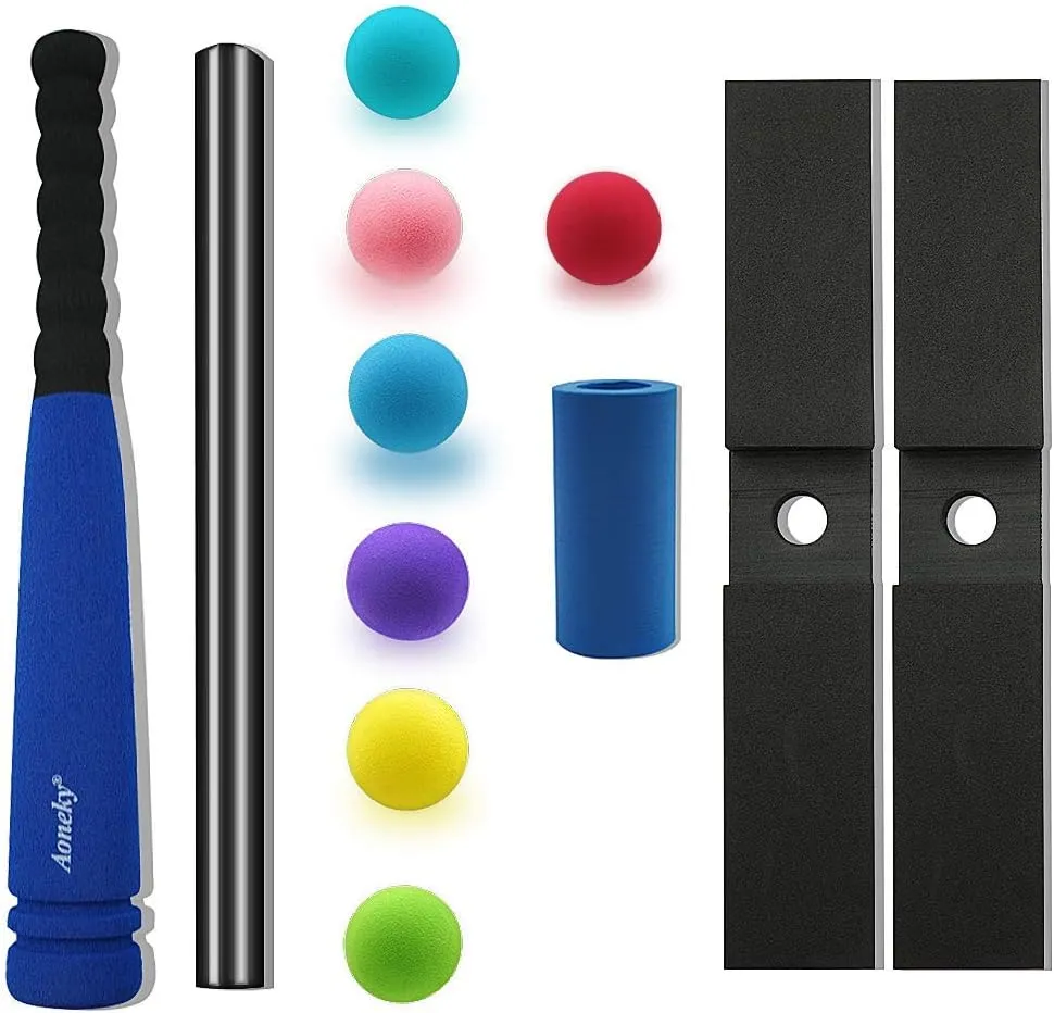 Aoneky Mini Foam Tball Set for Toddlers - Carry Bag Included - Best Baseball T Ball Toys for Kids Age 2 Years Old - Upgraded Version (Blue 1)
