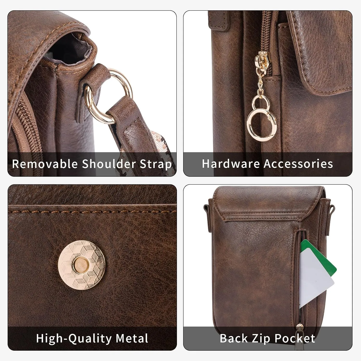 APHISON Small Crossbody Bags for Women Trendy, Leather Phone Wallet Purses Handbags Card Slots with Adjustable Guitar Strap