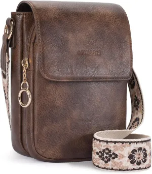APHISON Small Crossbody Bags for Women Trendy, Leather Phone Wallet Purses Handbags Card Slots with Adjustable Guitar Strap
