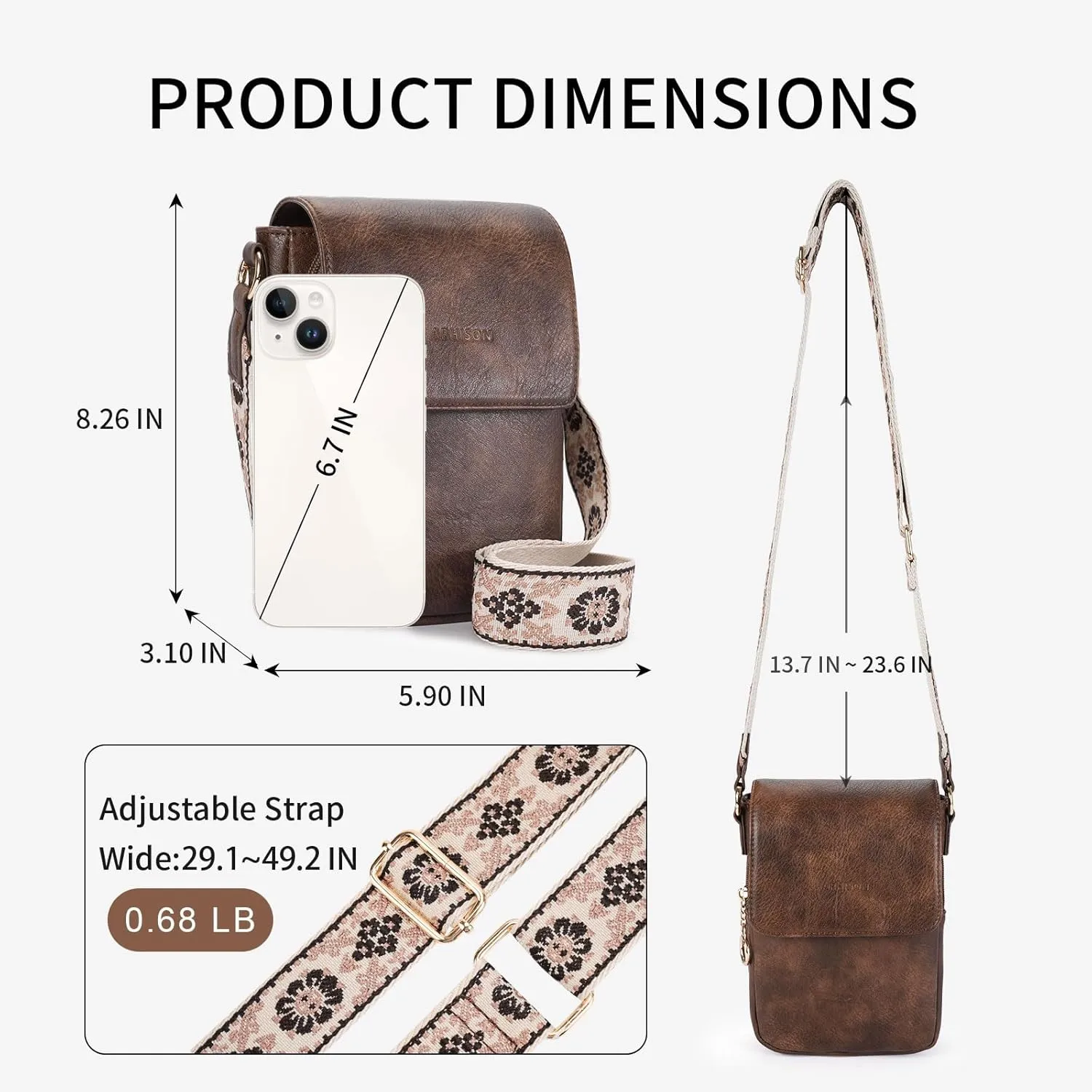 APHISON Small Crossbody Bags for Women Trendy, Leather Phone Wallet Purses Handbags Card Slots with Adjustable Guitar Strap