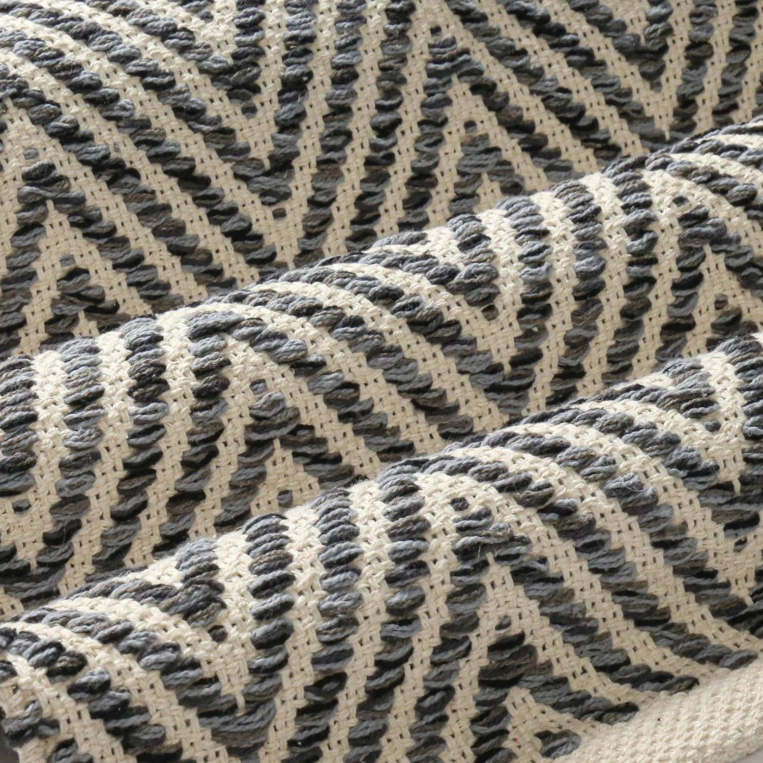 Area Rugs 2x6 Ft Chevron Hand Woven Charcoal Rug for Livingroom Bedroom RagRug Reversible Farmhouse Decorative Large Carpet Indoor Area Runner Mat for Hallway,Entryway 24x72 Inch