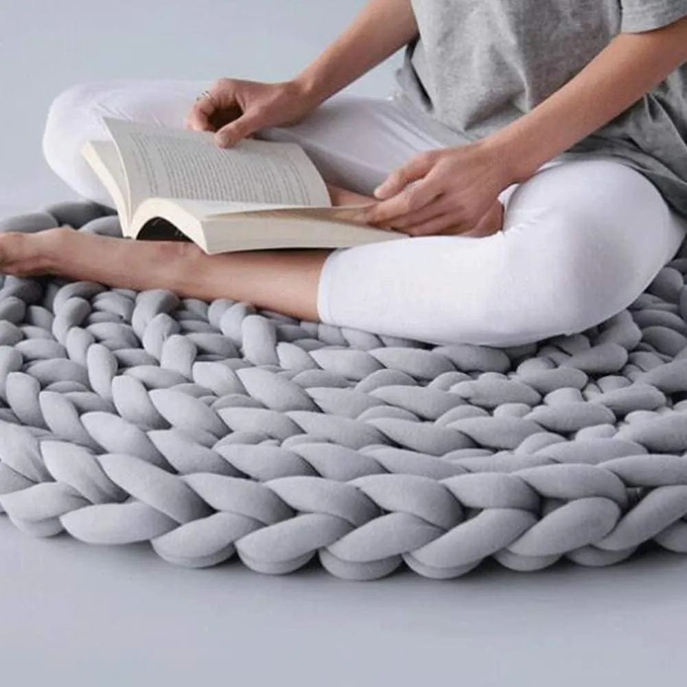 Arm Knitting Yarn for Chunky Braided Knot Throw Blanket DIY, Soft Extra Cotton Washable Tube Bulky Giant Yarn for Weave Craft Crochet (Light Gray 2.2lb)