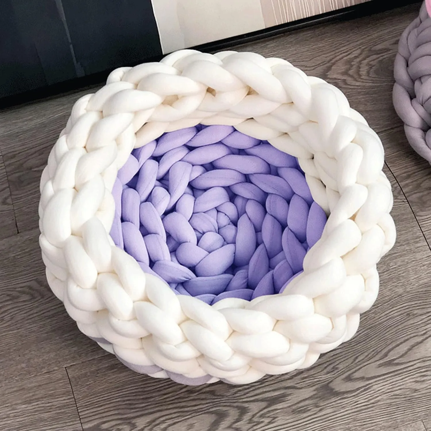 Arm Knitting Yarn for Chunky Braided Knot Throw Blanket DIY, Soft Extra Cotton Washable Tube Bulky Giant Yarn for Weave Craft Crochet (Light Purple 2.2lb)