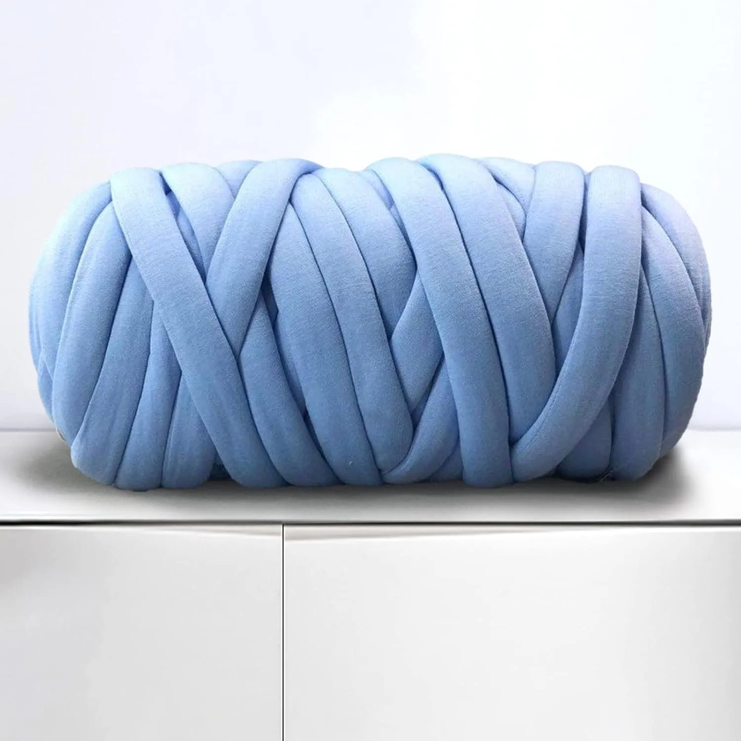 Arm Knitting Yarn for Chunky Braided Knot Throw Blanket DIY, Soft Extra Cotton Washable Tube Bulky Giant Yarn for Weave Craft Crochet (Navy Blue 2.2lb)