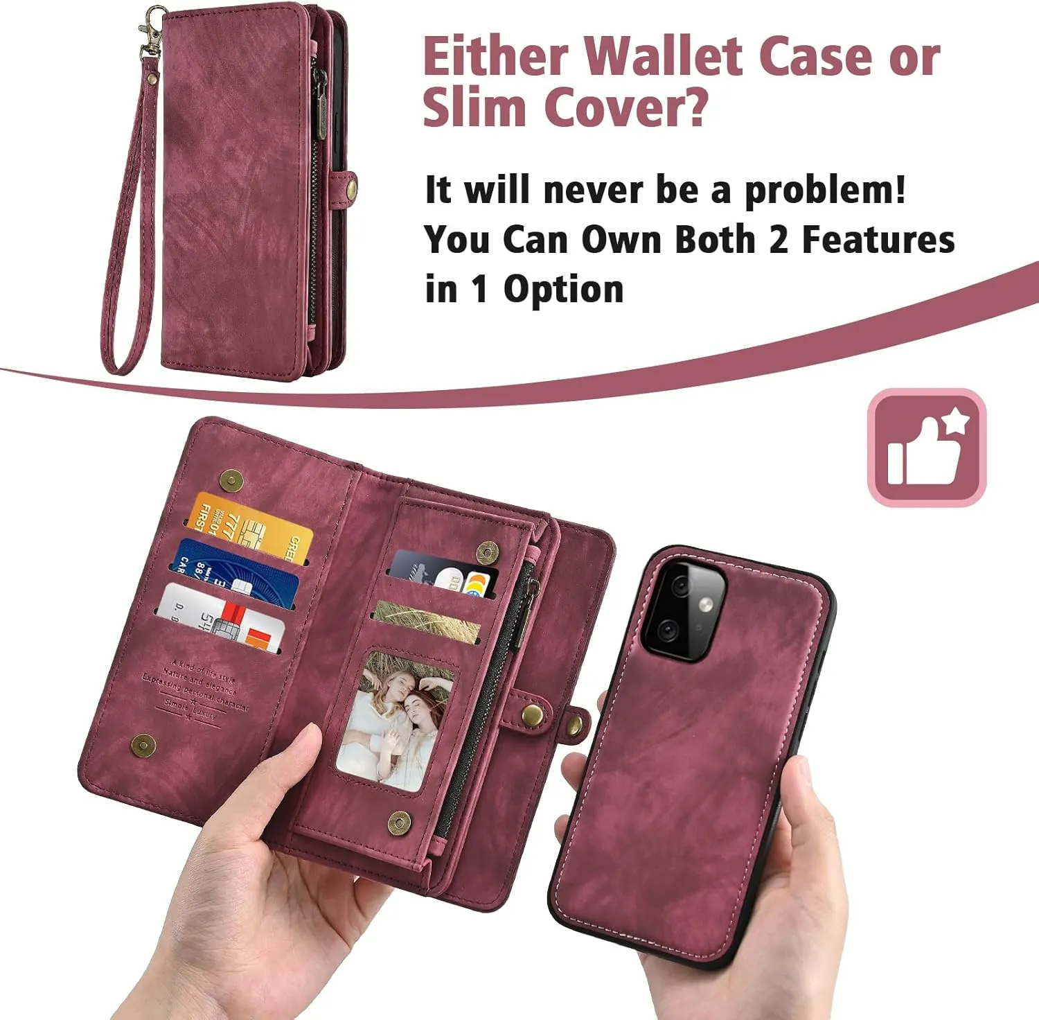 Asuwish Phone Case for Motorola Moto G Power 5G 2023 Zipper Wallet Magnetic Detachable Cell Cover with Tempered Glass Screen Protector Crossbody Lanyard Strap Flip Card Holder Slot GPower G5 Women Red