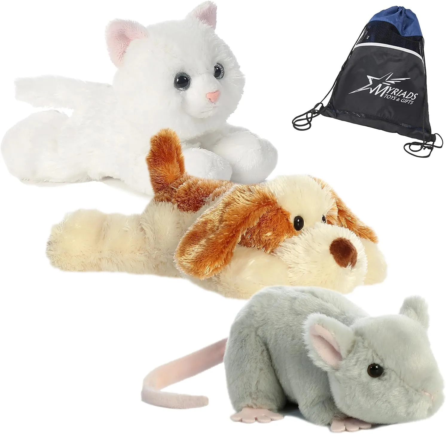 Aurora World Mini Flopsie Pets Bundle: Scruff Dog, Sugar Too Cat, and Mouse