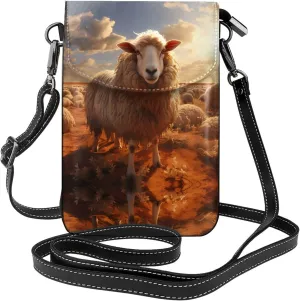 Australian sheep Lightweight leather crossbody phone bag, women's shoulder bag cell phone wallet, travel bag with credit card slots,