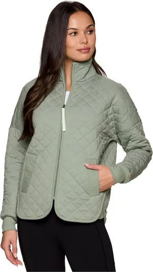 Avalanche Quilted Jacket for Women, All Season Mock Neck Zip Up Jacket with Pockets for Hiking, Travel, Casual Wear