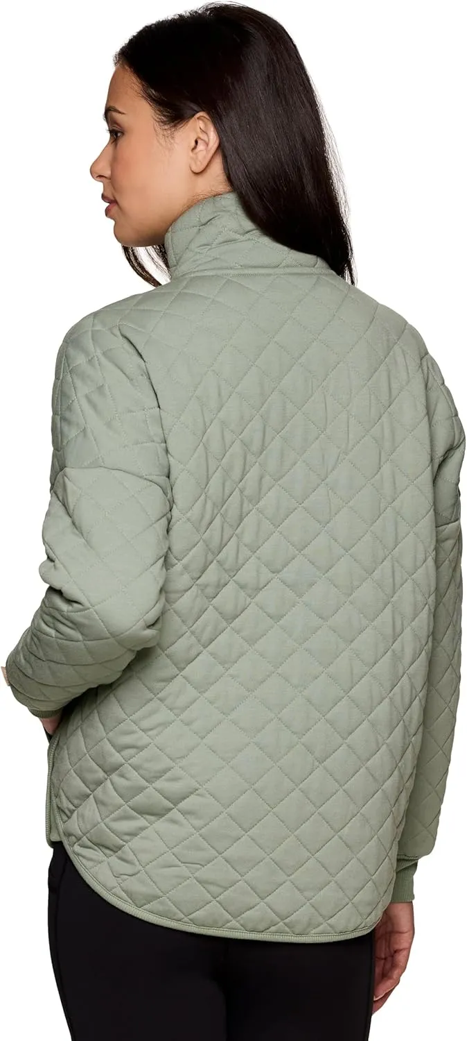Avalanche Quilted Jacket for Women, All Season Mock Neck Zip Up Jacket with Pockets for Hiking, Travel, Casual Wear