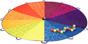 B. toys- Woo-Hue Parachute!- Sports Outdoors- Play Parachute with 15 Colorful Balls – 12 Handles – 8ft Wind Tent – Outdoor Games – Rainbow Colors- 3 Years  