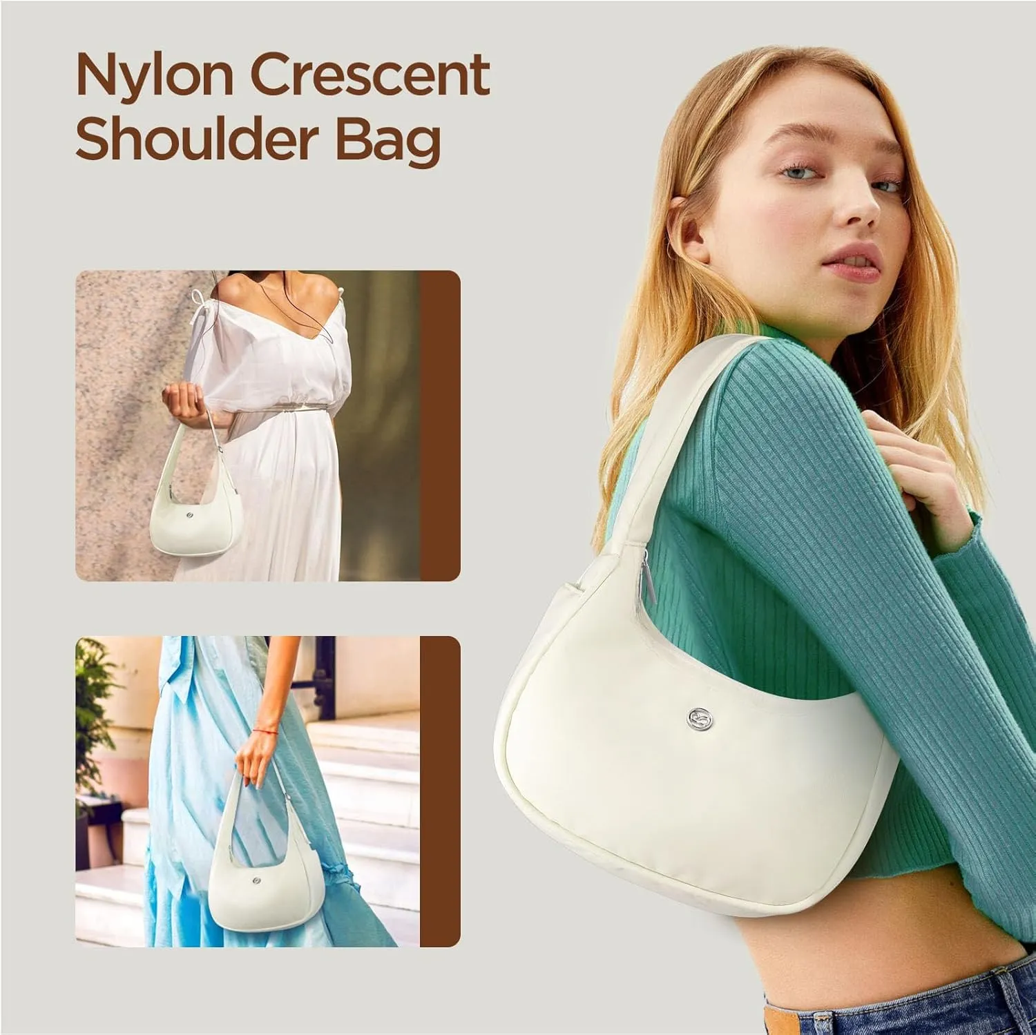 Babysun Mini Shoulder Bag Women Nylon Crescent Bag Underarm Shoulder Purse Women's Shoulder Handbags Small Tote Bag