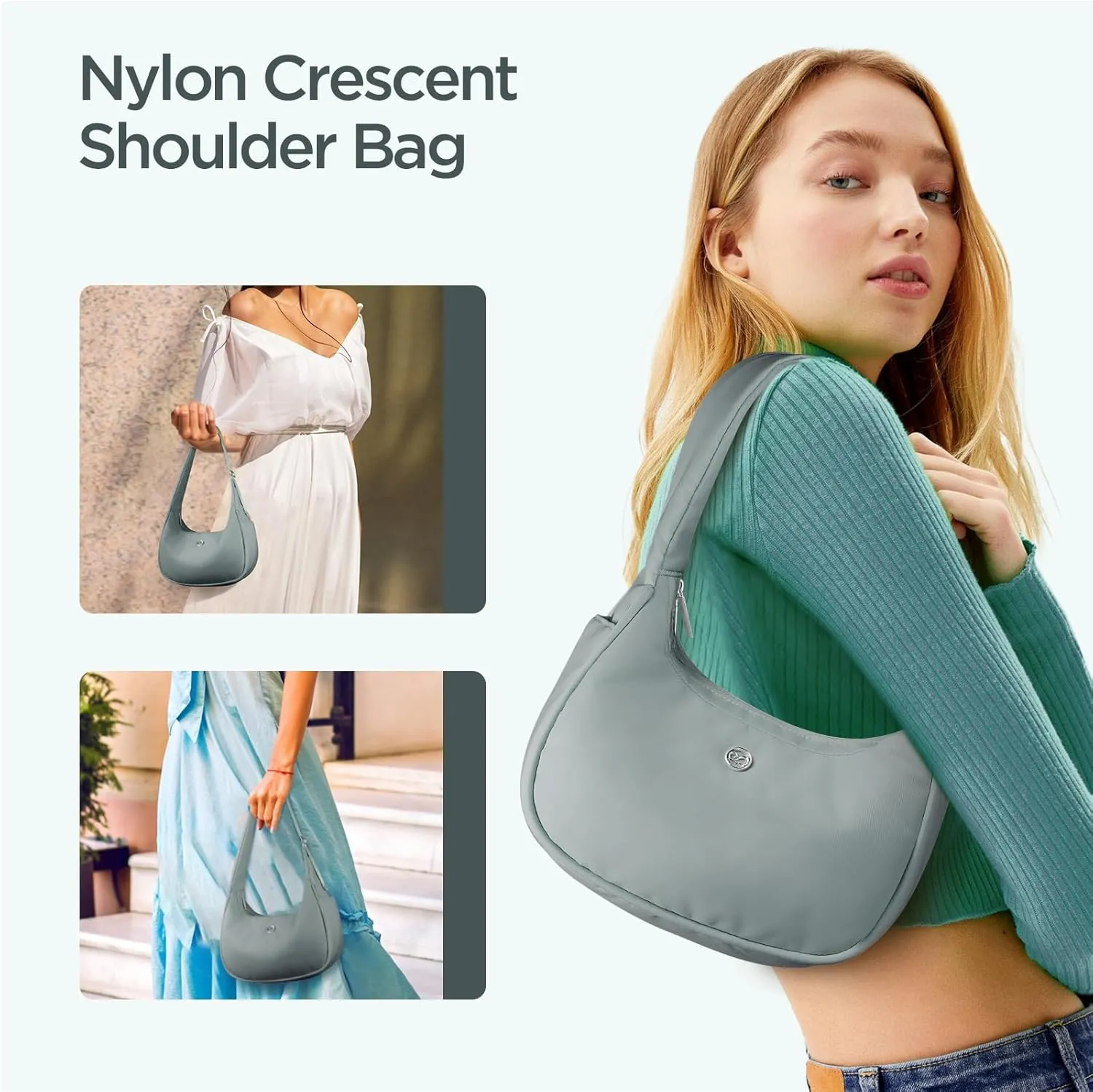 Babysun Mini Shoulder Bag Women Nylon Crescent Bag Underarm Shoulder Purse Women's Shoulder Handbags Small Tote Bag