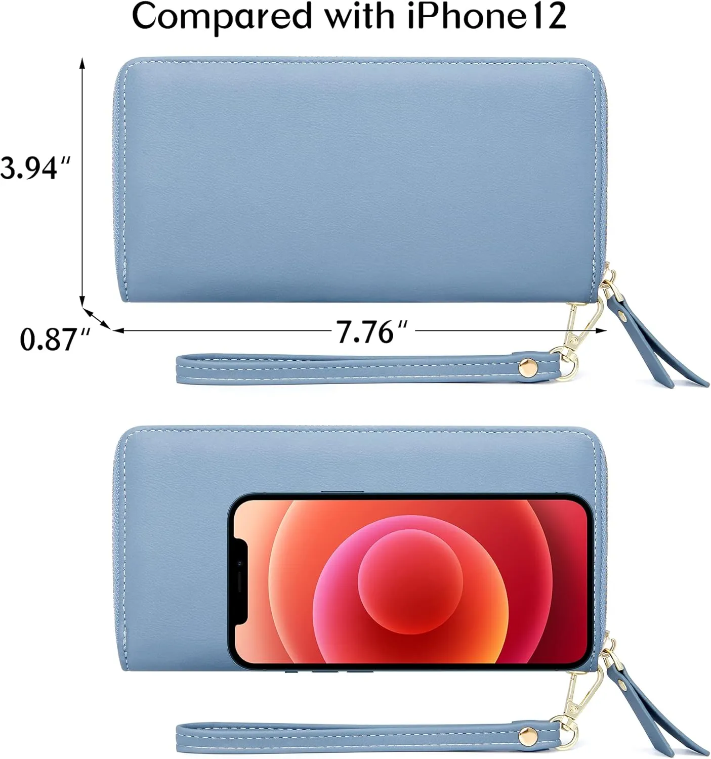 Badiya Womens Wallet Credit Card Holder RFlD Blocking Leather Zip Around Wallets Large Capacity Wristlet