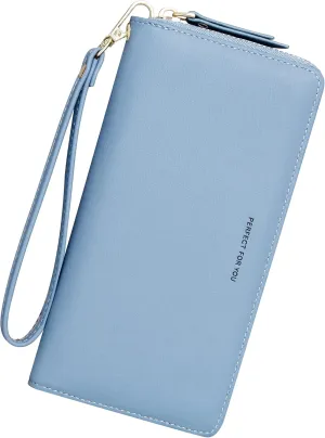 Badiya Womens Wallet Credit Card Holder RFlD Blocking Leather Zip Around Wallets Large Capacity Wristlet