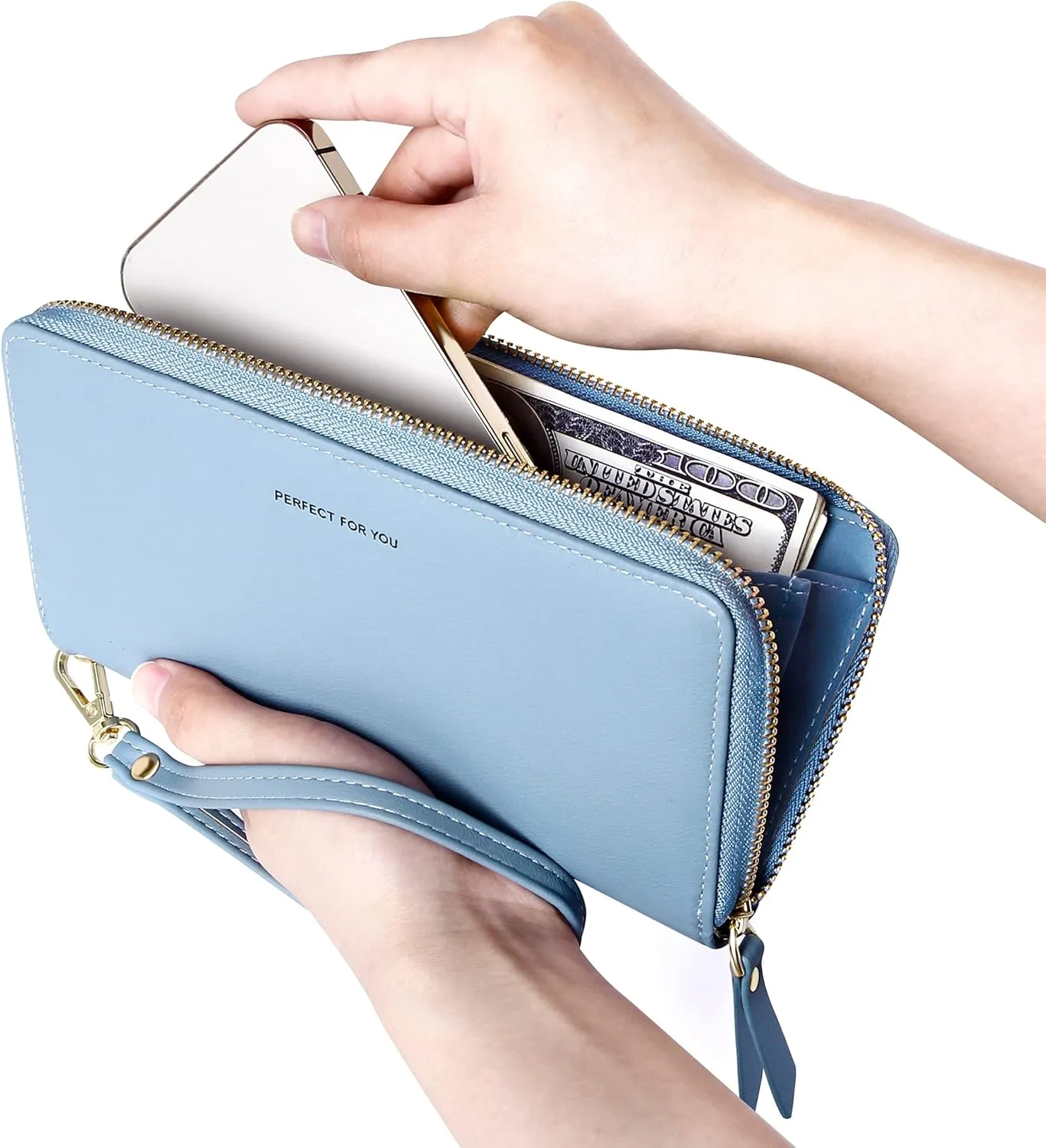 Badiya Womens Wallet Credit Card Holder RFlD Blocking Leather Zip Around Wallets Large Capacity Wristlet