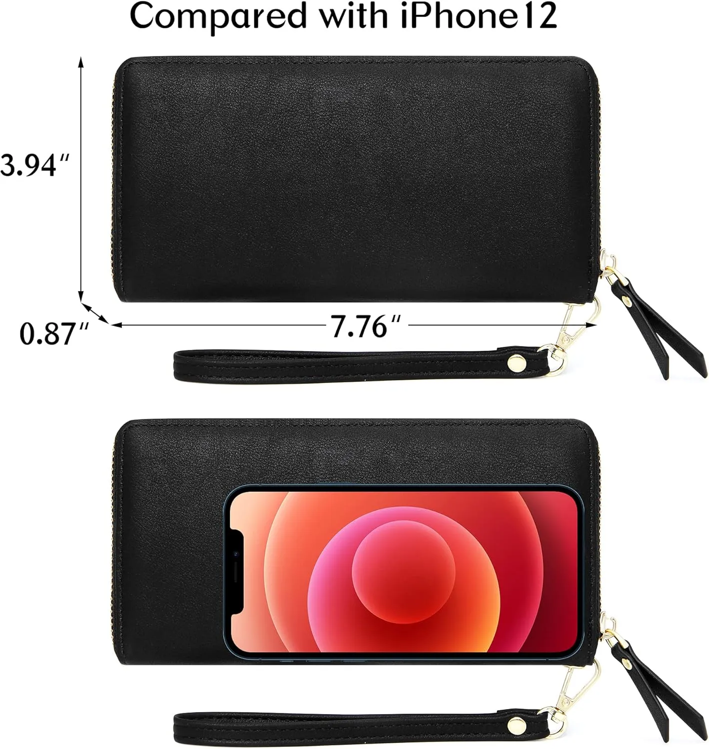 Badiya Womens Wallet Credit Card Holder RFlD Blocking Leather Zip Around Wallets Large Capacity Wristlet