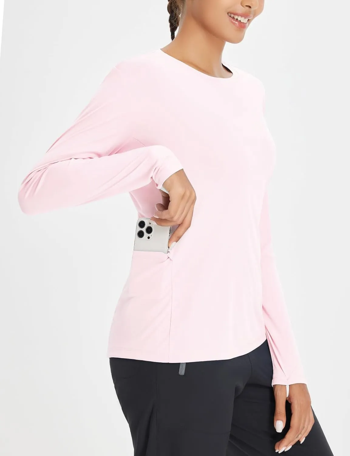 baleaf Women's Sun Shirt UV Protection Shirts Rash Guard Pockets SPF UPF 50  Quick Dry Long Sleeve Clothing