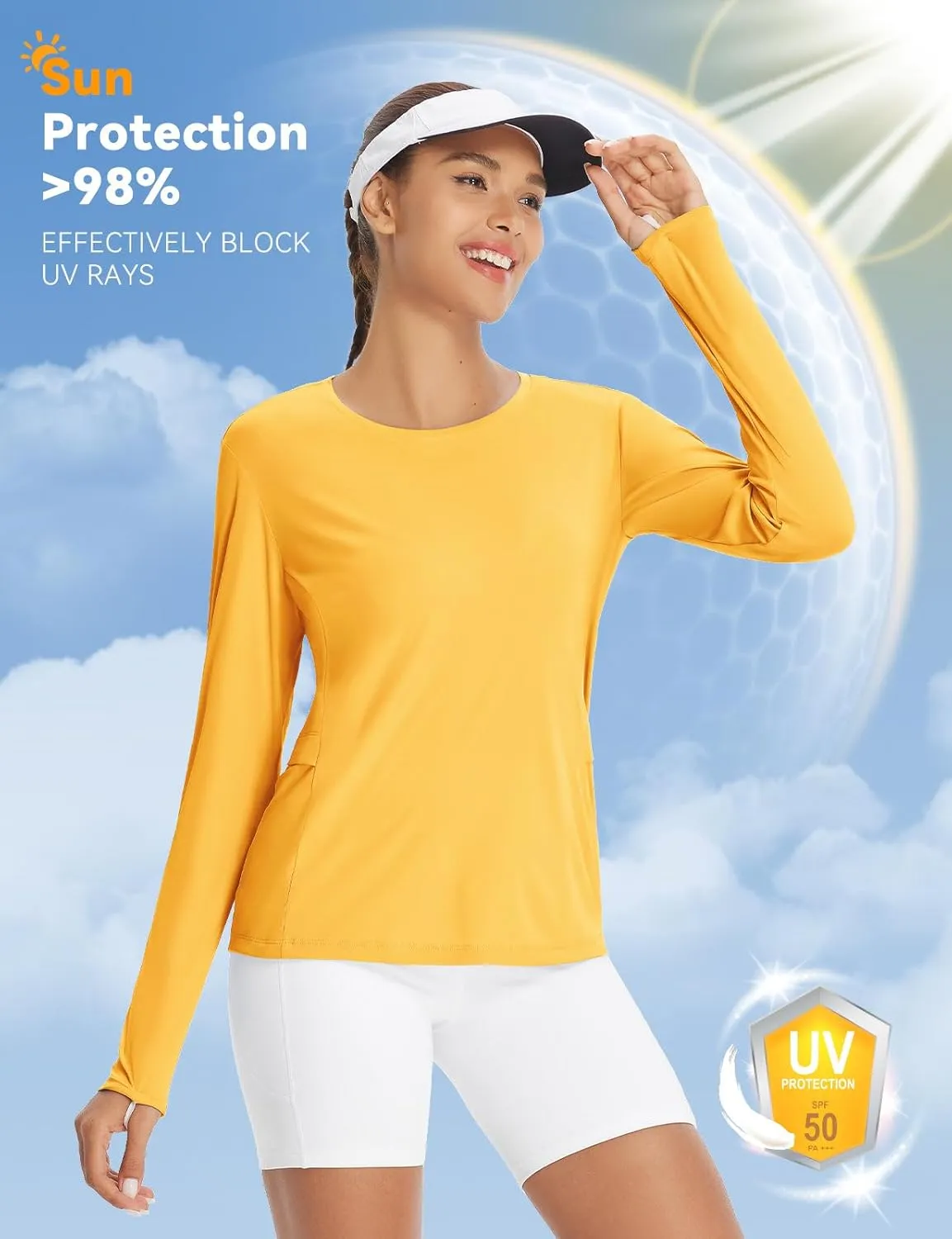 baleaf Women's Sun Shirt UV Protection Shirts Rash Guard Pockets SPF UPF 50  Quick Dry Long Sleeve Clothing