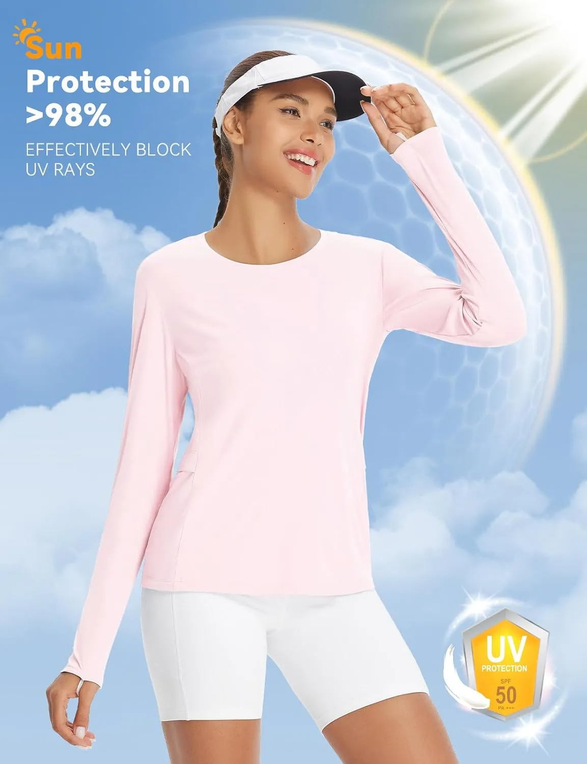 baleaf Women's Sun Shirt UV Protection Shirts Rash Guard Pockets SPF UPF 50  Quick Dry Long Sleeve Clothing
