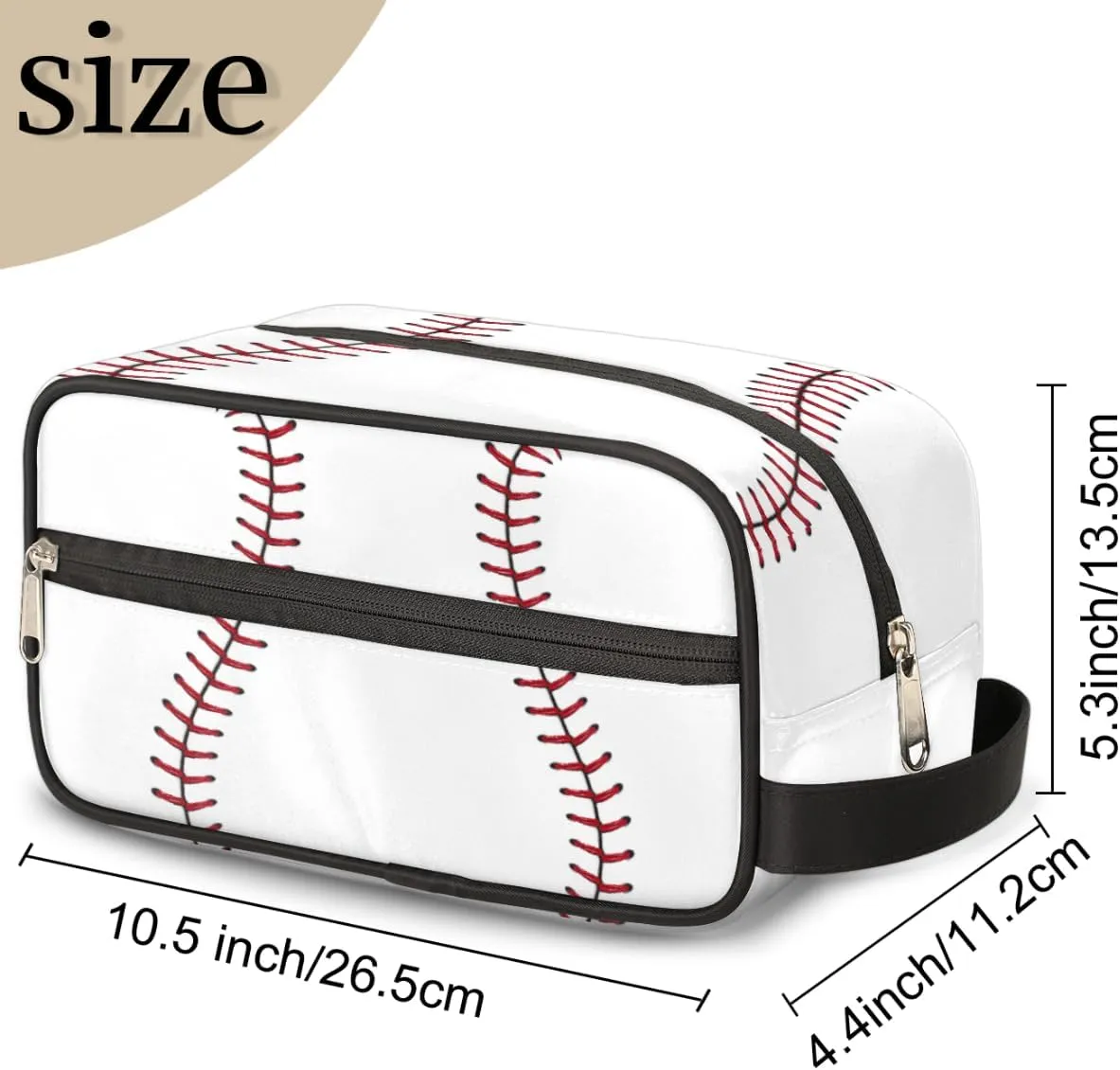 Baseball Travel Toiletry Bag for Boys Men, Waterproof Hanging Dopp Kit for Women, Shaving Bag with Large Capacity for Travel,Sports Shower
