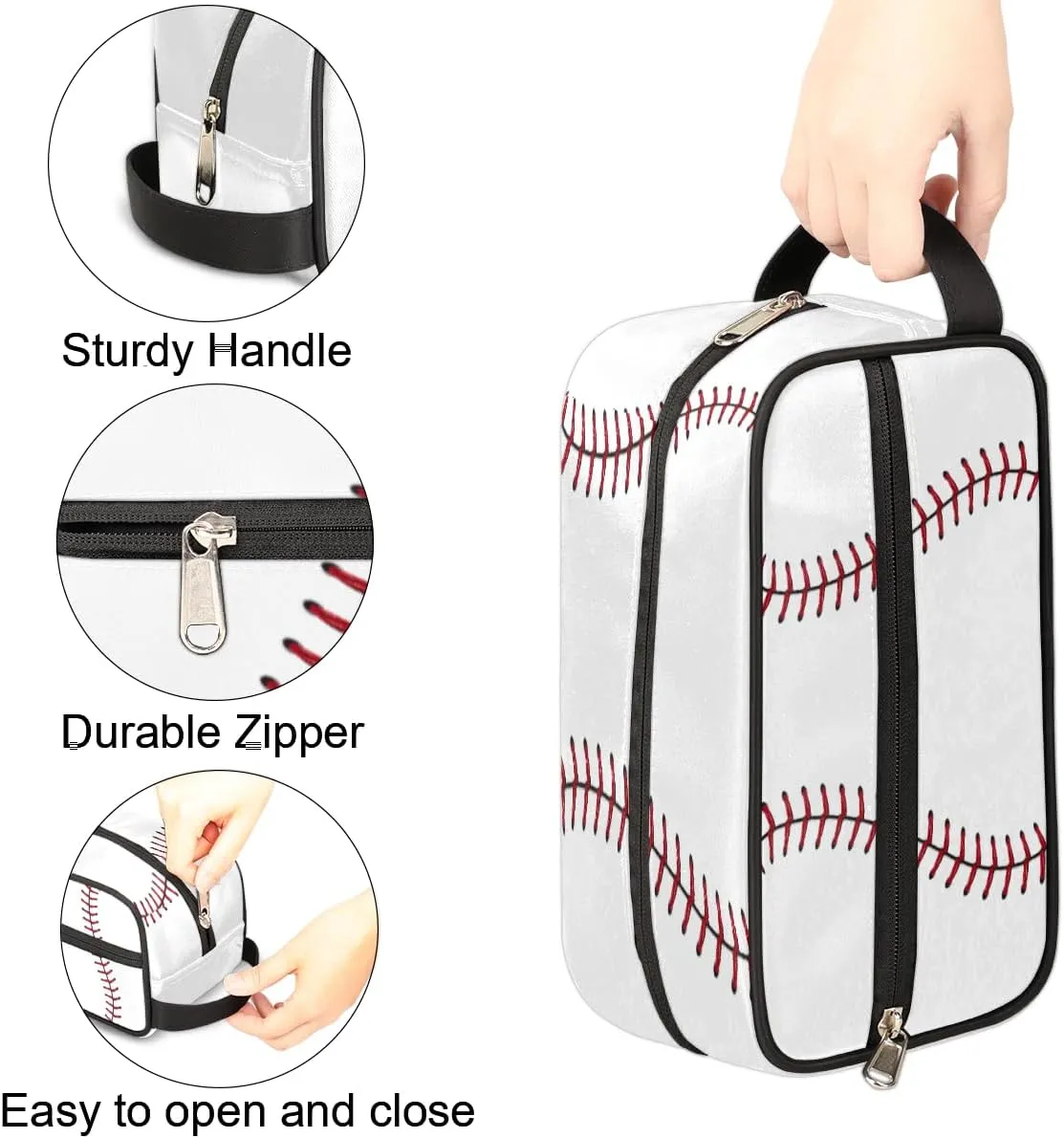 Baseball Travel Toiletry Bag for Boys Men, Waterproof Hanging Dopp Kit for Women, Shaving Bag with Large Capacity for Travel,Sports Shower