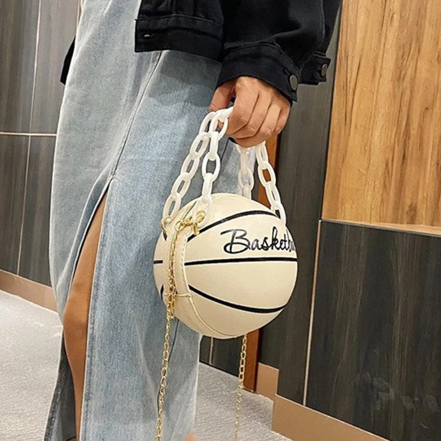 Basketball Shape Mini Handbags Tote, PU Leather Shoulder Cross Body Bag Messenger Purse for Girls Women