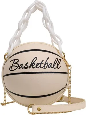 Basketball Shape Mini Handbags Tote, PU Leather Shoulder Cross Body Bag Messenger Purse for Girls Women