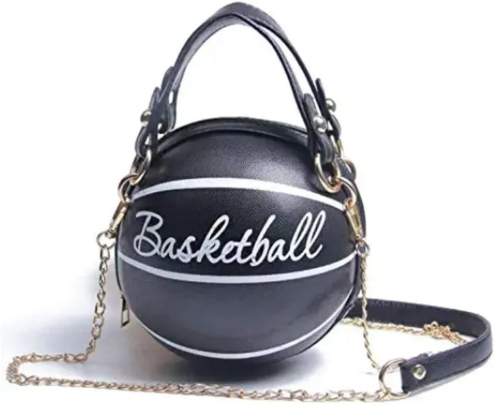 Basketball Shaped Purse Cross Body Bag, Women's Crossbody Bag Handle Tote Messenger Shoulder Bags