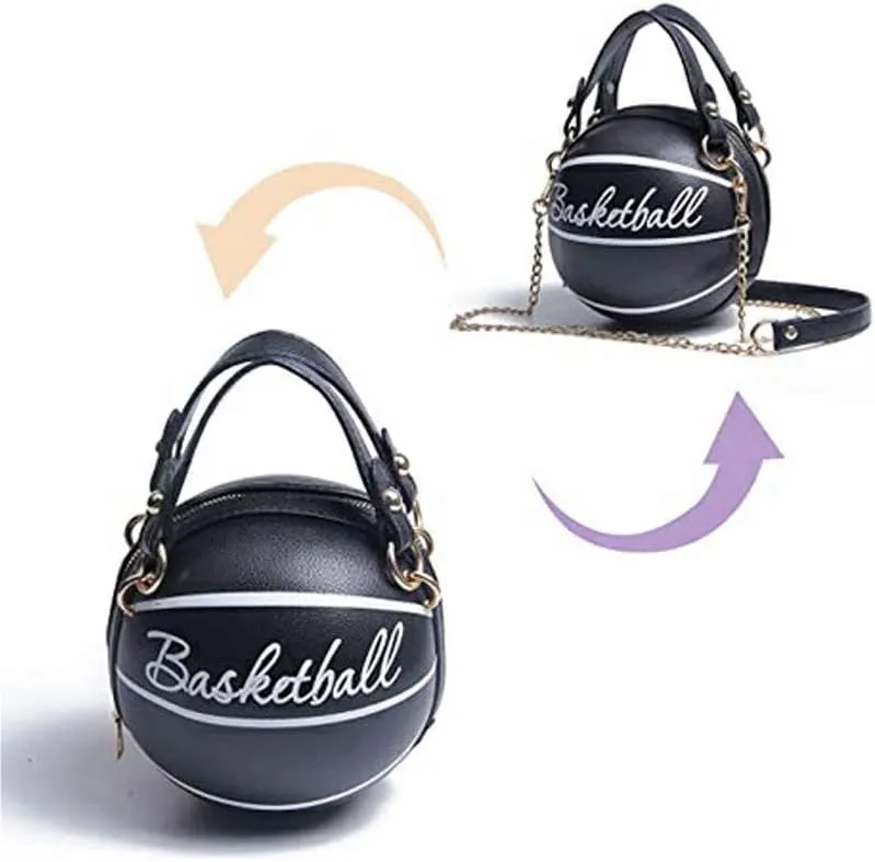 Basketball Shaped Purse Cross Body Bag, Women's Crossbody Bag Handle Tote Messenger Shoulder Bags