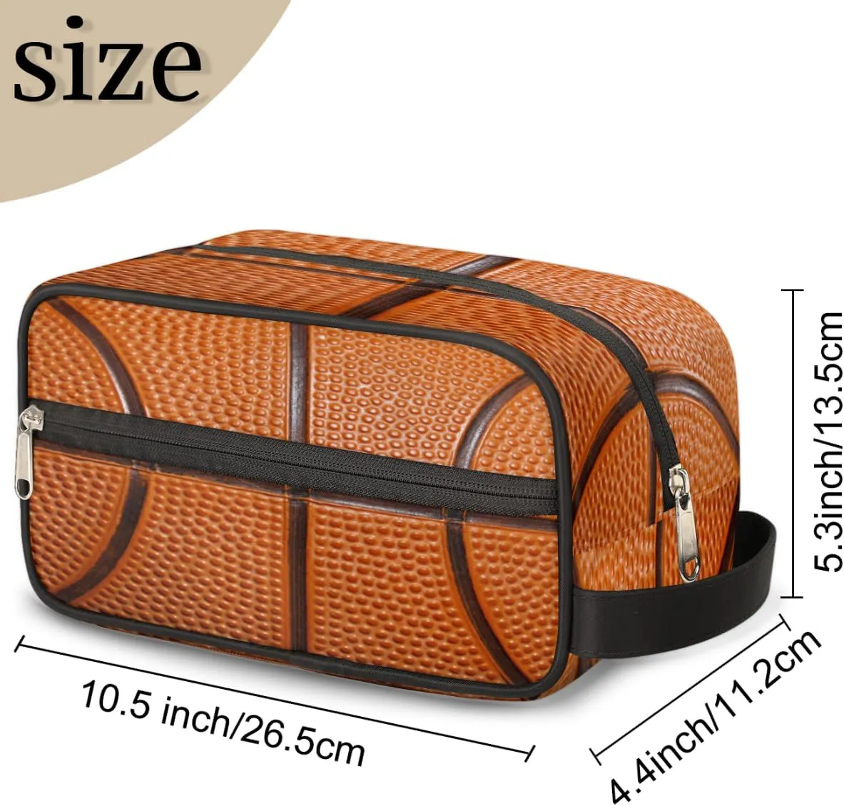 Basketball Sports Travel Toiletry Bag for Boys Teens, Waterproof Hanging Dopp Kit for Men, Shaving Bag with Large Capacity for Travel,Sports Shower
