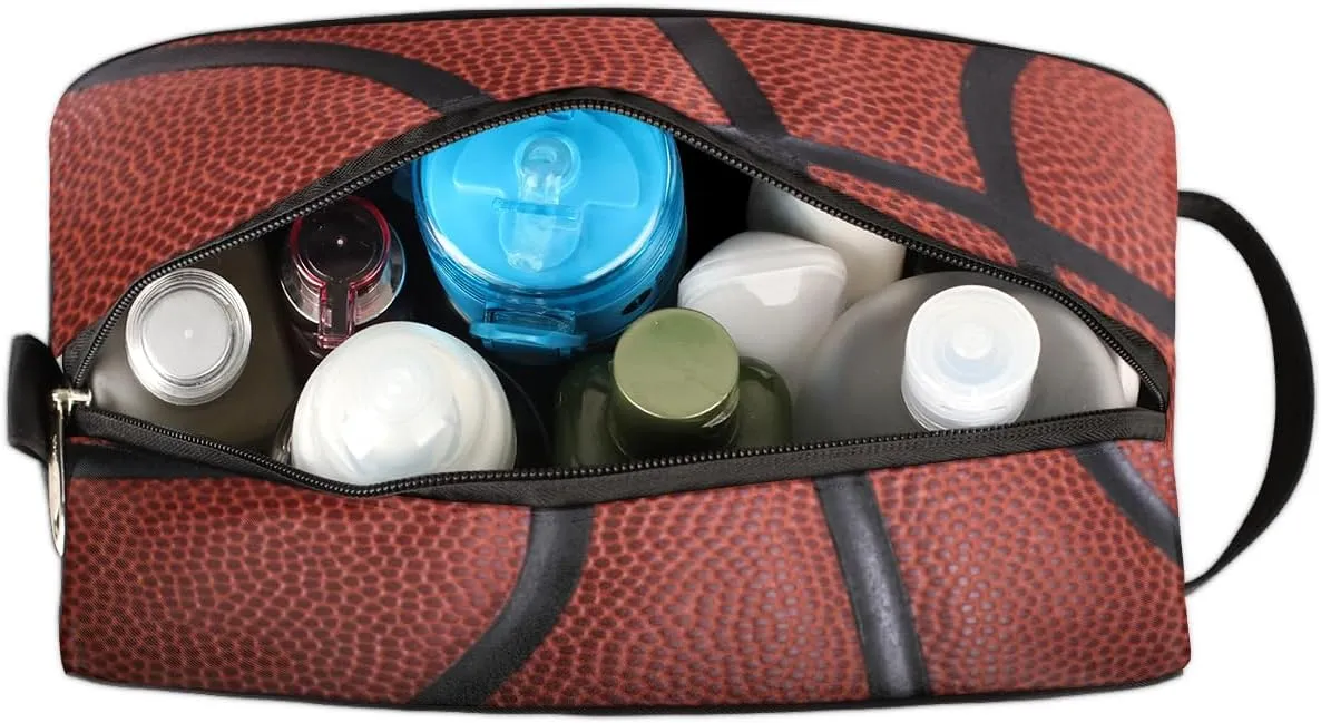 Basketball Travel Toiletry Bag for Boys Men, Waterproof Hanging Dopp Kit for Teens Kids, Shaving Bag with Large Capacity for Travel, Sports, Shower