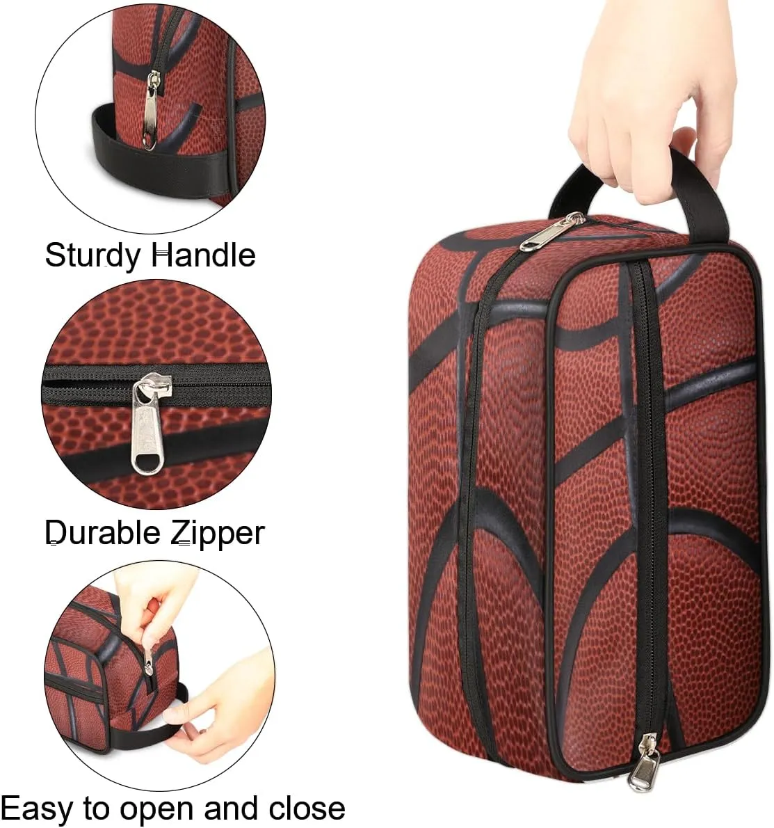 Basketball Travel Toiletry Bag for Boys Men, Waterproof Hanging Dopp Kit for Teens Kids, Shaving Bag with Large Capacity for Travel, Sports, Shower