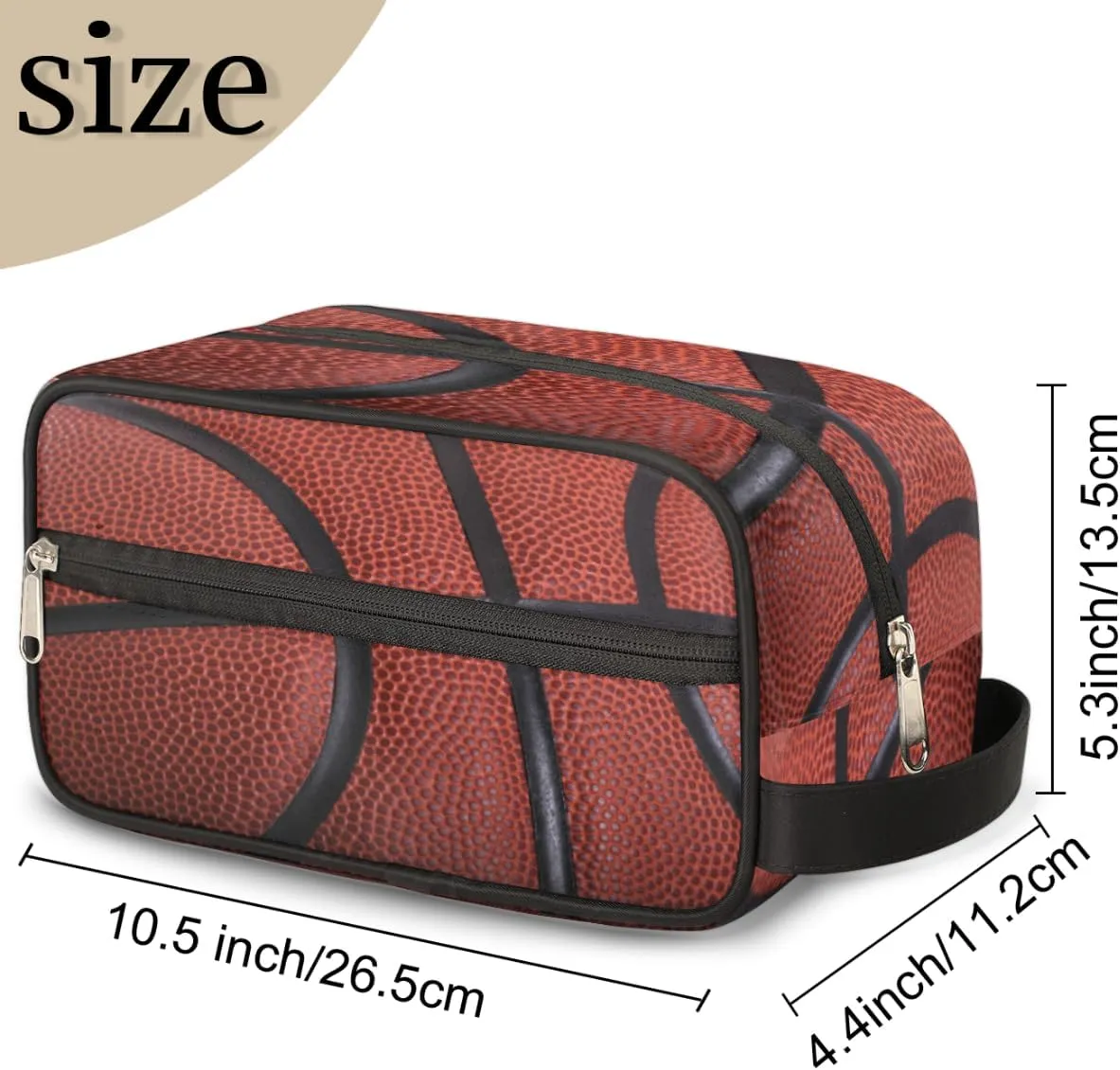 Basketball Travel Toiletry Bag for Boys Men, Waterproof Hanging Dopp Kit for Teens Kids, Shaving Bag with Large Capacity for Travel, Sports, Shower