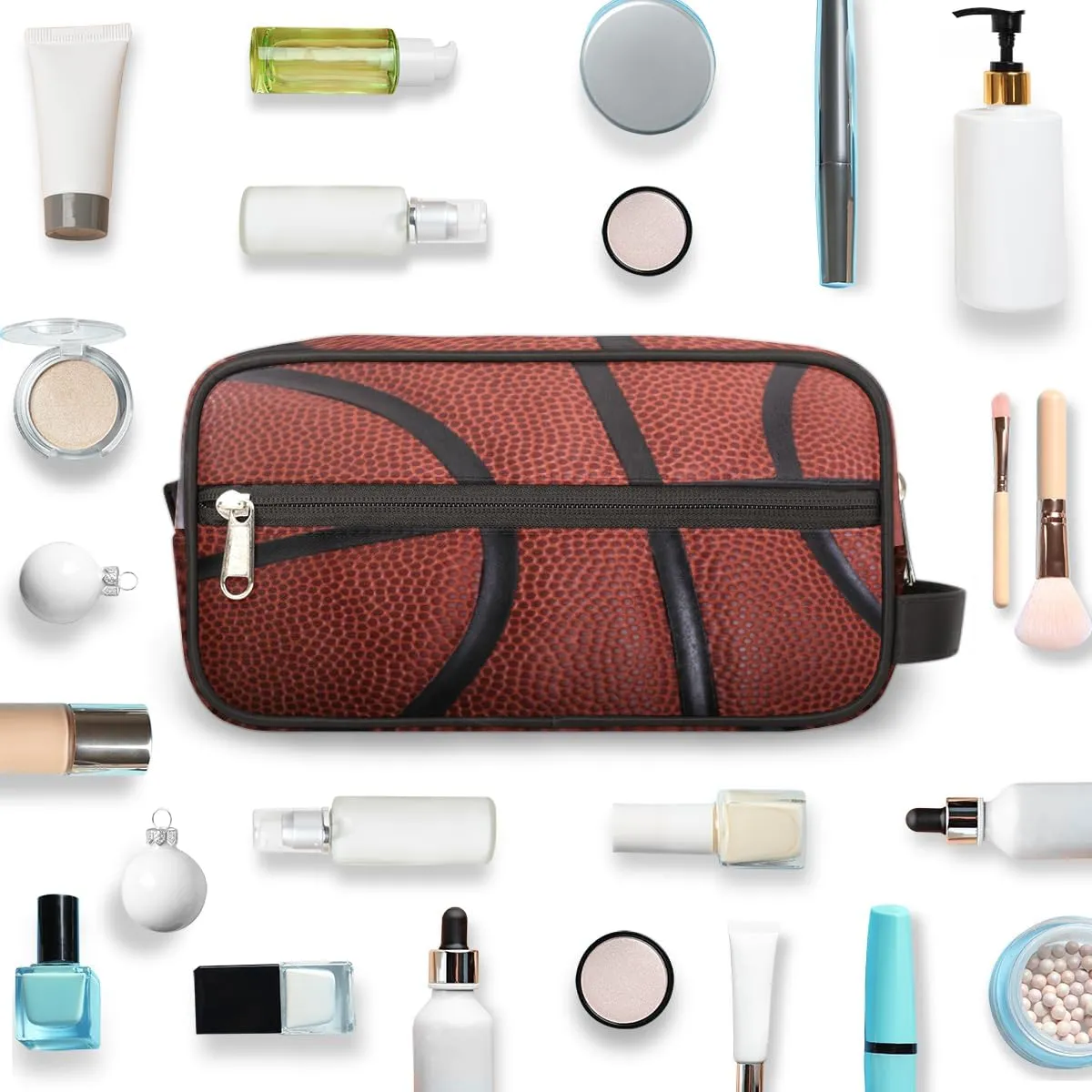 Basketball Travel Toiletry Bag for Boys Men, Waterproof Hanging Dopp Kit for Teens Kids, Shaving Bag with Large Capacity for Travel, Sports, Shower