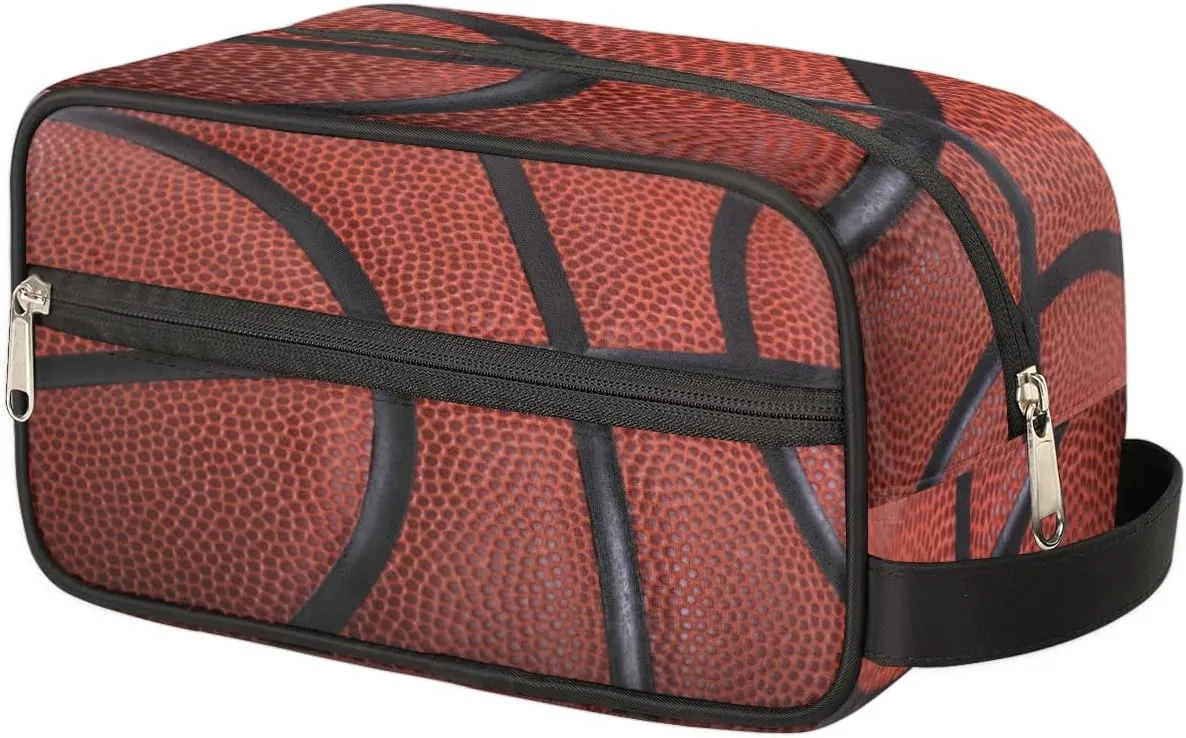 Basketball Travel Toiletry Bag for Boys Men, Waterproof Hanging Dopp Kit for Teens Kids, Shaving Bag with Large Capacity for Travel, Sports, Shower