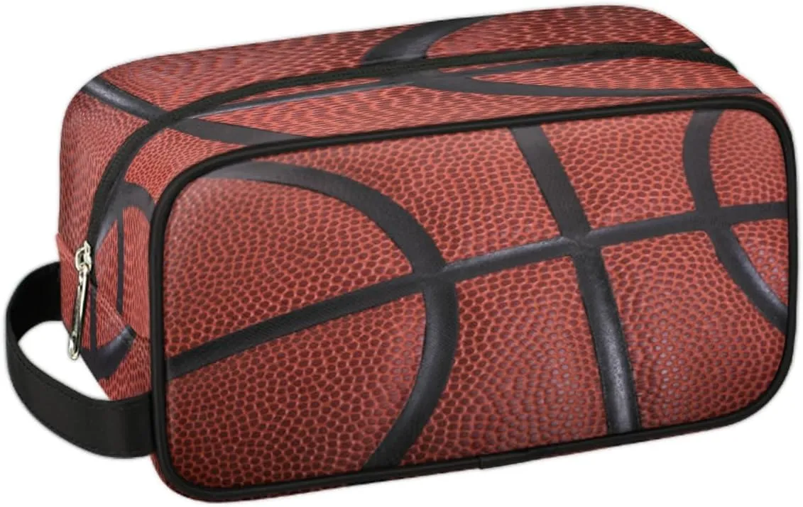 Basketball Travel Toiletry Bag for Boys Men, Waterproof Hanging Dopp Kit for Teens Kids, Shaving Bag with Large Capacity for Travel, Sports, Shower