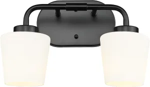 Bathroom Light Fixtures Over Mirror, 2-Light Matte Black Vanity Lighting Fixtures with Milk White Glass, Vintage Farmhouse Wall Sconces Lighting, AD-22004-2W-BK