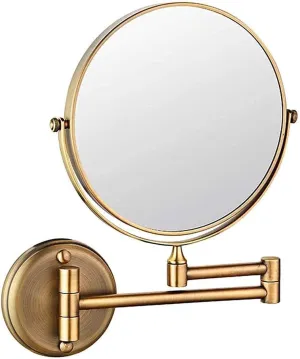 Bathroom Mirror, Makeup Mirror Wall Mounted Bathroom Mirror 8 Inch Lound Makeup Mirror Double-Sided Cosmetic Mirror 360 Rotation(Antique Color,7X)