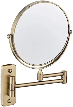 Bathroom Mirror Wall Mounted Makeup Mirror 6-inch Two-Sided 1 3X/5X Magnification 360° Swivel Extending Folding Bathroom Shaving Cosmetic Make Up Mirror (Color : Antique Bronze, Size : 1X/3X)