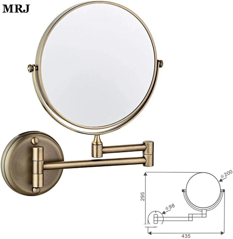 Bathroom Shaving Mirror Wall Mounted Makeup Mirror 6-inch Two-Sided Swivel Wall Mounted Mirror Extending Folding Bathroom Shaving Cosmetic Make Up Mirror- 5X/3X Magnification(Antique Bronze,1X/3X)
