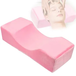 Beauty Salon Eyelash Extension Neck Pillow - Comfortable Velvet Beauty Memory Foam Pillow,Eyelash Pillow Grafted Eyelash Curve Pillow with Makeup Pocket to Protect Neck (Pink)