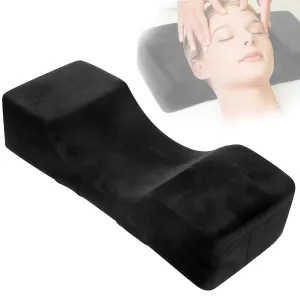 Beauty Salon Eyelash Extension Neck Pillow - Comfortable Velvet Beauty Memory Foam Pillow,Eyelash Pillow Grafted Eyelash Curve Pillow with Makeup Pocket to Protect Neck(Black)