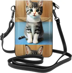 Bedroom Kitten Women'S With Tassel Small Crossbody Leather Cell Phone Bag Purse For Walking Camping Shopping Dating