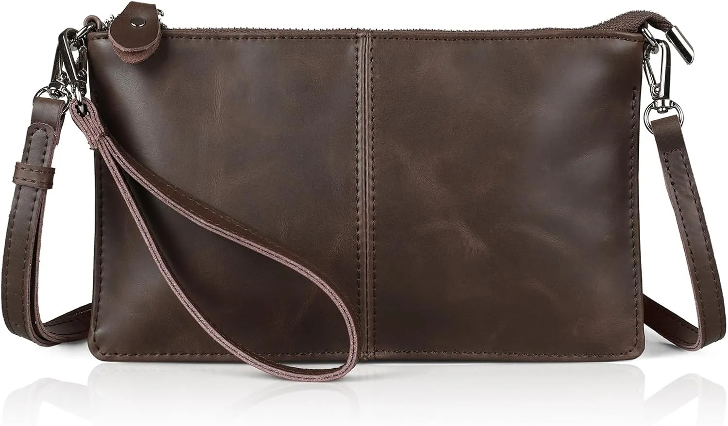 befen Genuine Leather Wristlet Clutch Wallet Purses Small Crossbody Bags for Women with RFID Blocking Card Slots