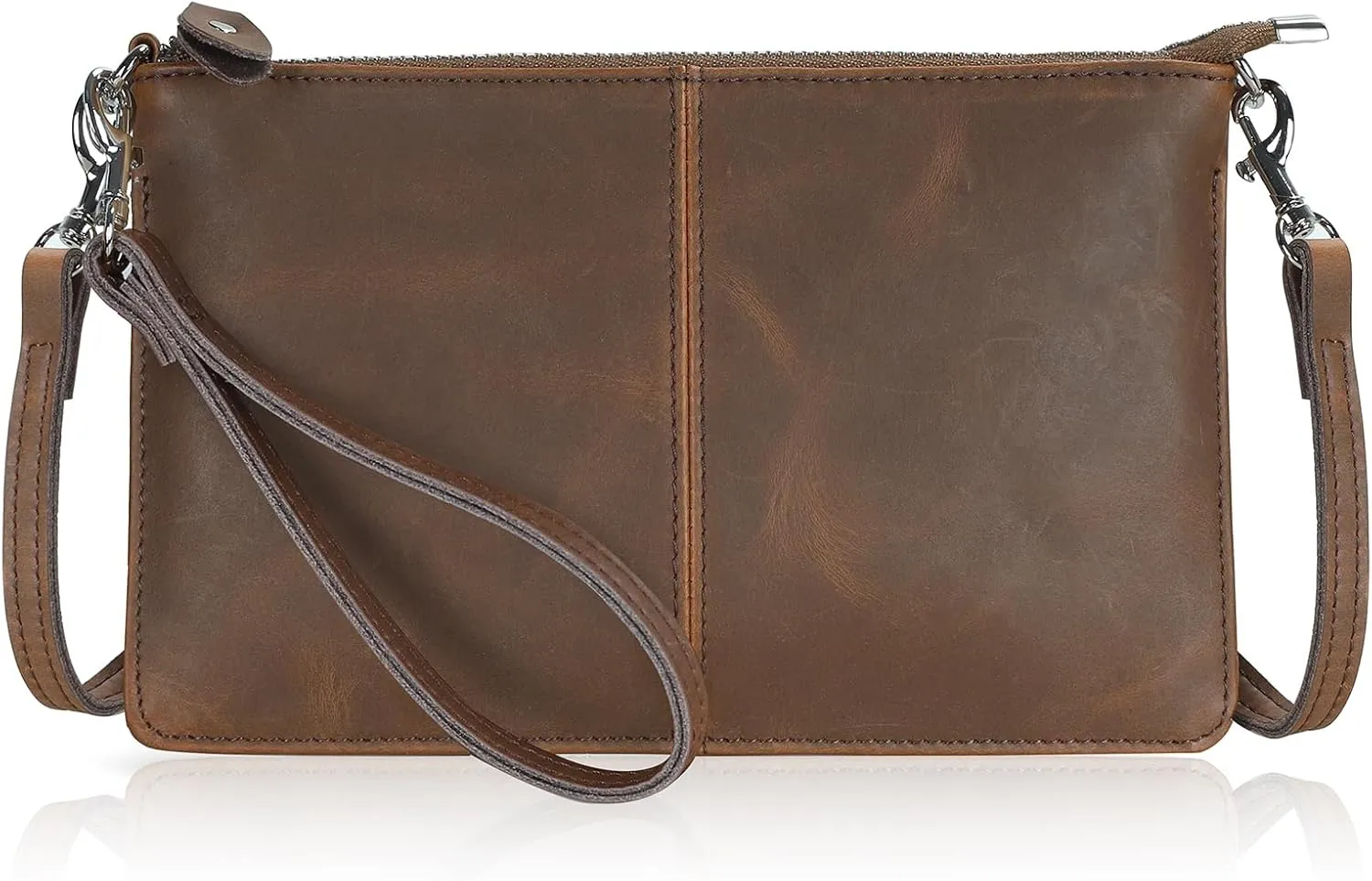 befen Genuine Leather Wristlet Clutch Wallet Purses Small Crossbody Bags for Women with RFID Blocking Card Slots