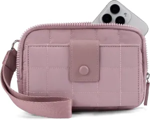 befen Wristlet Wallets for Women, Quilted Phone Organizer Purse, Nylon Credit Card Holder with RFID Blocking Built in Wallet