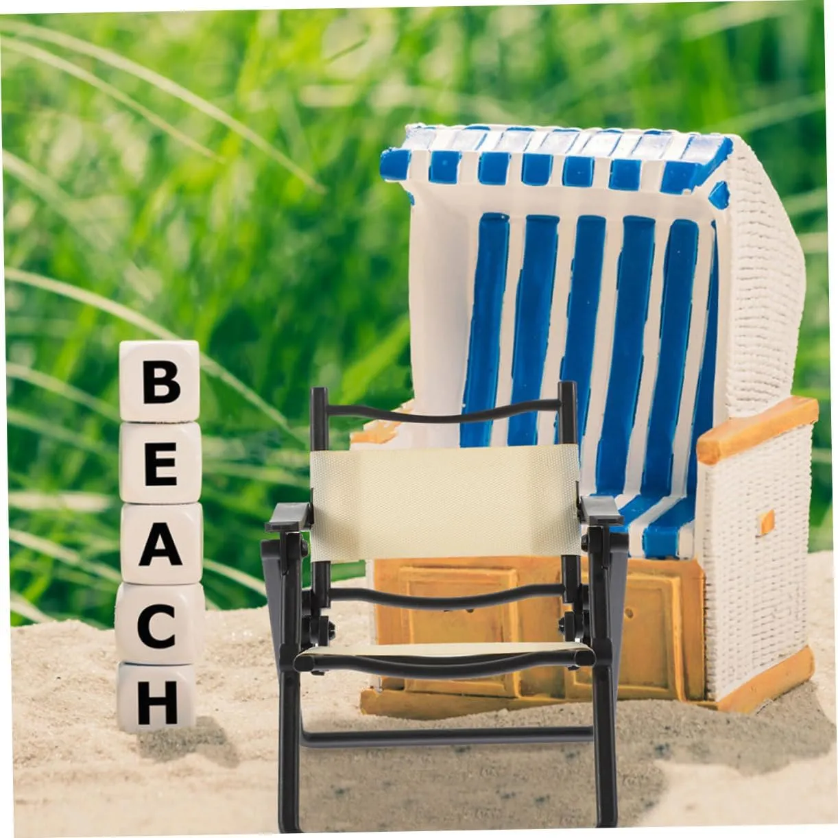 BESPORTBLE 4sets Micro Landscape Mini Beach Chair Miniature Furniture for Dollhouse Decor Easy Foldable 2pcs*4