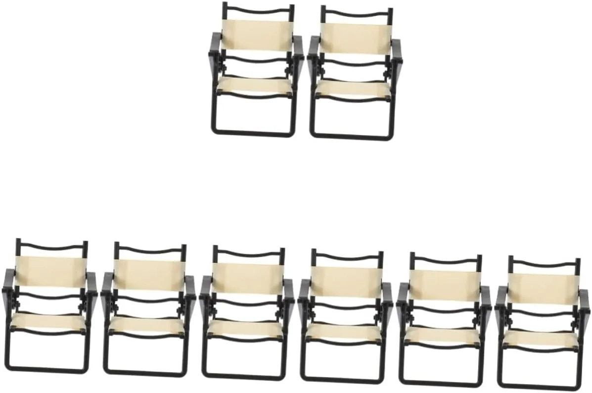 BESPORTBLE 4sets Micro Landscape Mini Beach Chair Miniature Furniture for Dollhouse Decor Easy Foldable 2pcs*4