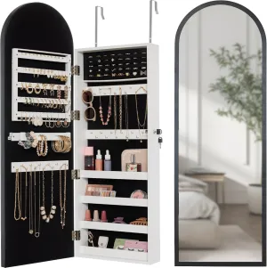 Best Choice Products Arch Mirror Jewelry Cabinet, Jewelry Storage Organizer, Armoire, Lockable Wall or Door Mountable, Full-Length Mirror - Black